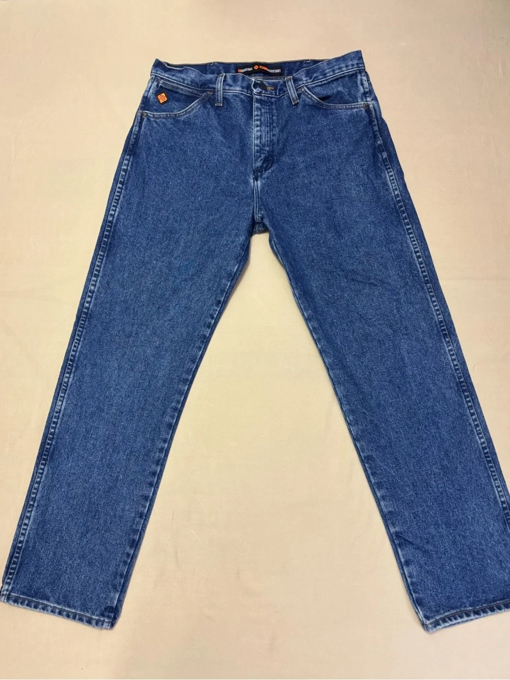 Wrangler Flame Resistant Men's Straight-Leg Blue Denim Jeans Size 33 x 30